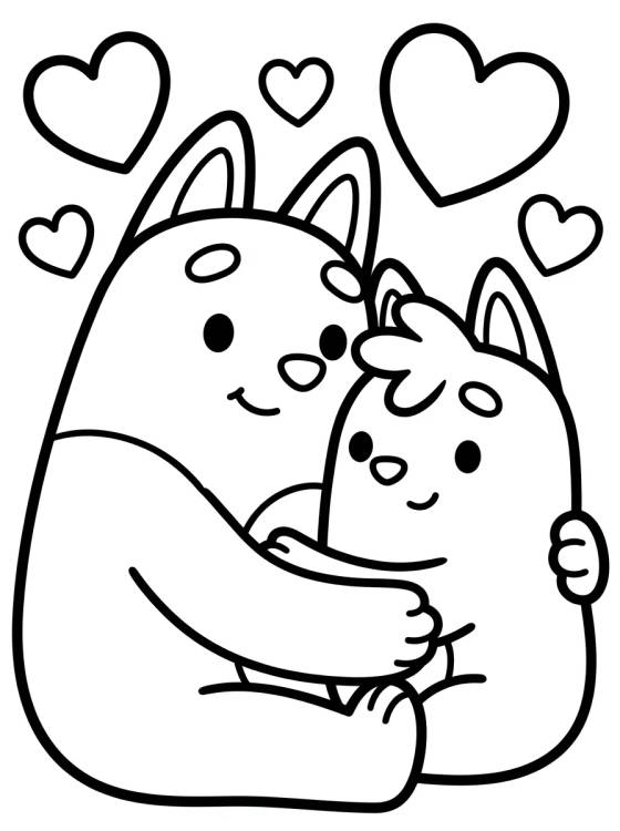 Bandit and Chilli's Sweet Hug para colorir Desenho de Bandit and Chilli's Sweet Hug para colorir e imprimir grátis
