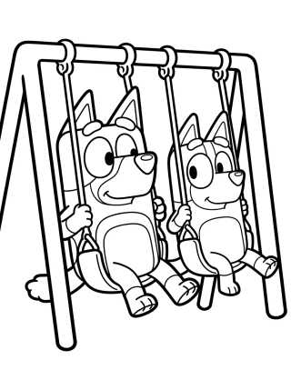 Bandit and Chilli at the Playground para colorir Desenho de Bandit and Chilli at the Playground para colorir e imprimir grátis