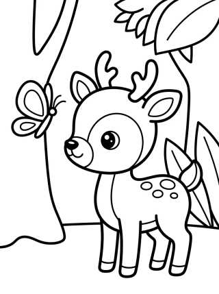 Little Fawn in the Woods para colorir Desenho de Little Fawn in the Woods para colorir e imprimir grátis