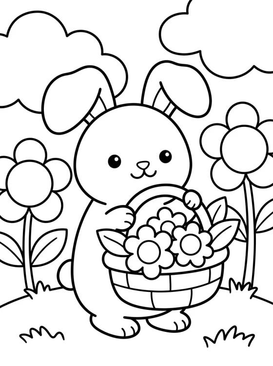 Bunny Among the Flowers para colorir Desenho de Bunny Among the Flowers para colorir e imprimir grátis