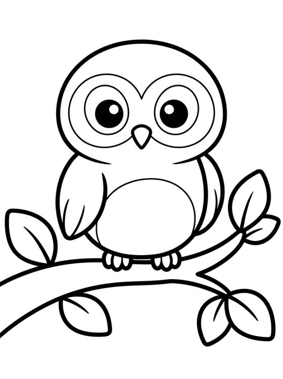 Baby Owl on a Branch para colorir Desenho de Baby Owl on a Branch para colorir e imprimir grátis