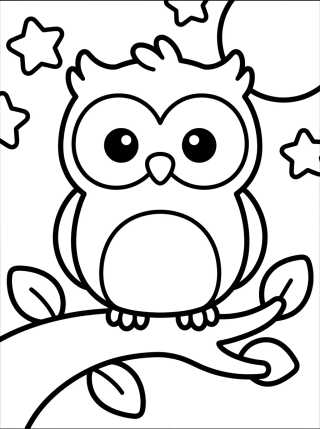 Baby Owl on a Branch para colorir Desenho de Baby Owl on a Branch para colorir e imprimir grátis