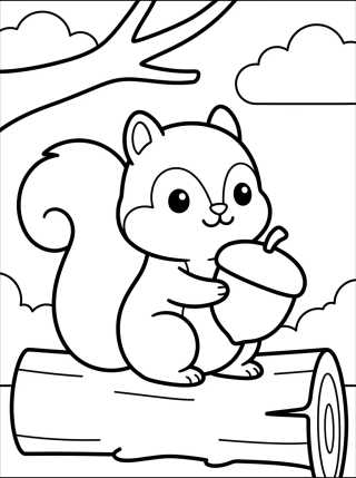 Cute Squirrel with a Nut para colorir Desenho de Cute Squirrel with a Nut para colorir e imprimir grátis