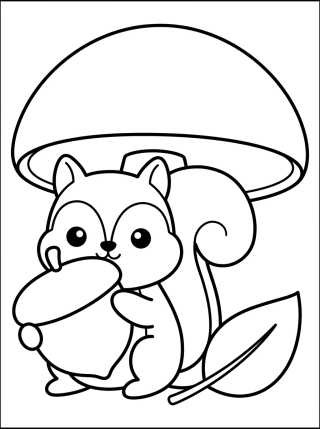 Cute Squirrel with Nut para colorir Desenho de Cute Squirrel with Nut para colorir e imprimir grátis