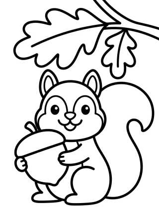 Smiling Squirrel with Acorn para colorir Desenho de Smiling Squirrel with Acorn para colorir e imprimir grátis