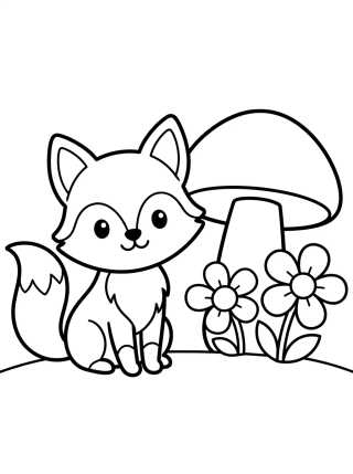 Cute Little Fox in the Woods para colorir Desenho de Cute Little Fox in the Woods para colorir e imprimir grátis