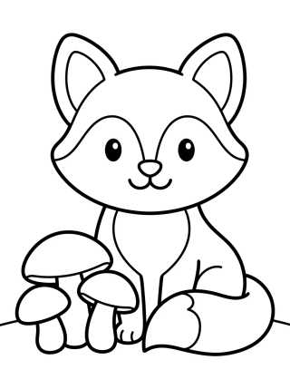 Little Fox in the Woods para colorir Desenho de Little Fox in the Woods para colorir e imprimir grátis