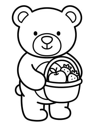 Little Bear with Fruit Basket para colorir Desenho de Little Bear with Fruit Basket para colorir e imprimir grátis