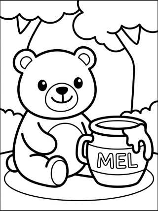 Little Bear with Honey Pot para colorir Desenho de Little Bear with Honey Pot para colorir e imprimir grátis