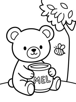 Teddy Bear Eating Honey para colorir Desenho de Teddy Bear Eating Honey para colorir e imprimir grátis