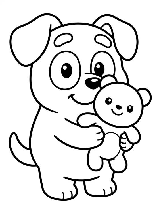 Bingo with her Teddy Bear para colorir Desenho de Bingo with her Teddy Bear para colorir e imprimir grátis