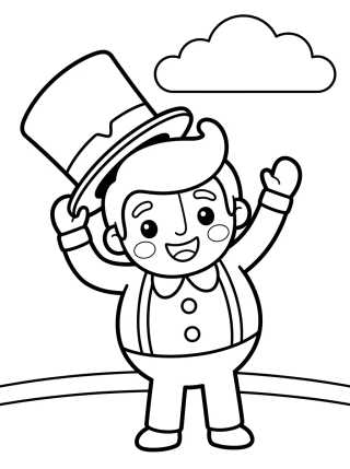 Bita Waving with Top Hat para colorir Desenho de Bita Waving with Top Hat para colorir e imprimir grátis