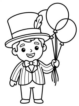 Bita with Top Hat and Balloons para colorir Desenho de Bita with Top Hat and Balloons para colorir e imprimir grátis