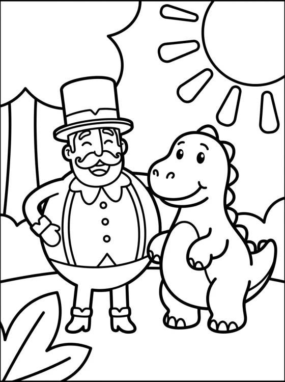 Bita and the Cute Dinosaur para colorir Desenho de Bita and the Cute Dinosaur para colorir e imprimir grátis
