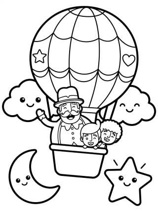Bita in the Magic Hot Air Balloon para colorir Desenho de Bita in the Magic Hot Air Balloon para colorir e imprimir grátis