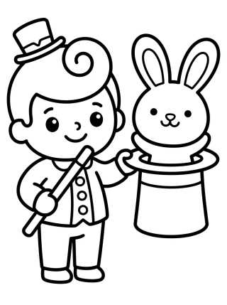 Bita Pulling a Rabbit Out of a Hat para colorir Desenho de Bita Pulling a Rabbit Out of a Hat para colorir e imprimir grátis