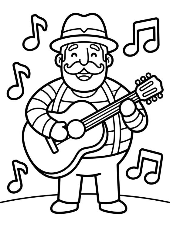 Bita Playing the Guitar para colorir Desenho de Bita Playing the Guitar para colorir e imprimir grátis