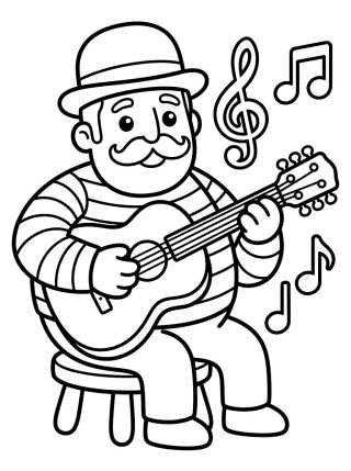 Bita Playing the Guitar para colorir Desenho de Bita Playing the Guitar para colorir e imprimir grátis