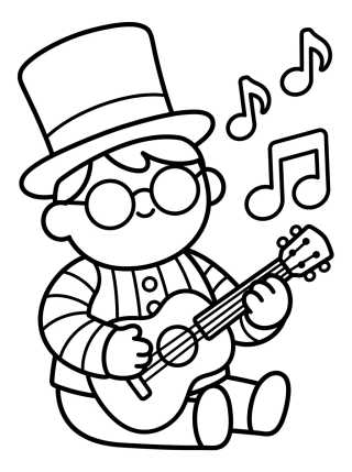 Bita Playing the Guitar para colorir Desenho de Bita Playing the Guitar para colorir e imprimir grátis