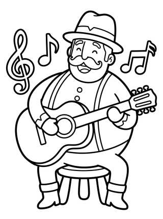 Bita Playing Guitar para colorir Desenho de Bita Playing Guitar para colorir e imprimir grátis
