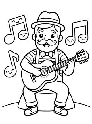 Bita Playing the Guitar para colorir Desenho de Bita Playing the Guitar para colorir e imprimir grátis