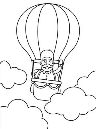 Bita Flying in a Balloon para colorir Desenho de Bita Flying in a Balloon para colorir e imprimir grátis
