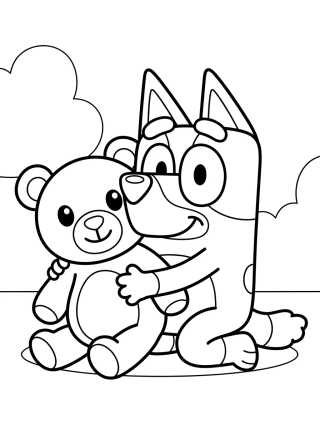 Bluey Playing with her Teddy Bear para colorir Desenho de Bluey Playing with her Teddy Bear para colorir e imprimir grátis