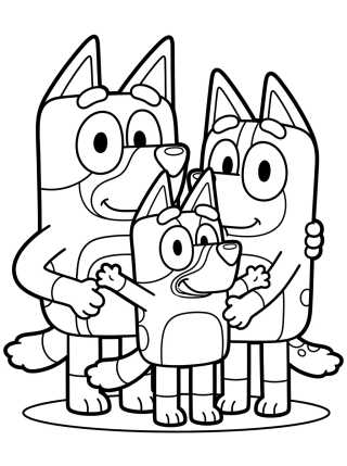 Bluey and the Heeler Family para colorir Desenho de Bluey and the Heeler Family para colorir e imprimir grátis