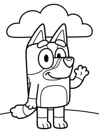 Happy Bluey Waving para colorir Desenho de Happy Bluey Waving para colorir e imprimir grátis
