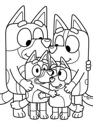 Heeler Family All Together para colorir Desenho de Heeler Family All Together para colorir e imprimir grátis