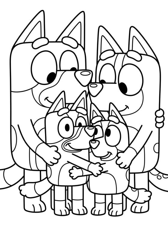 Heeler Family All Together para colorir Desenho de Heeler Family All Together para colorir e imprimir grátis
