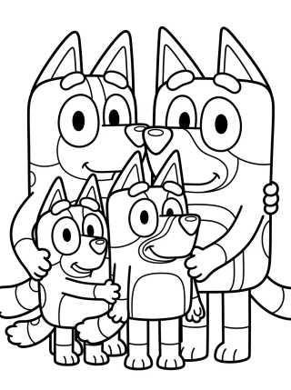 Heeler Family Together para colorir Desenho de Heeler Family Together para colorir e imprimir grátis