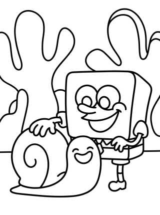 SpongeBob with Gary the Snail para colorir Desenho de SpongeBob with Gary the Snail para colorir e imprimir grátis