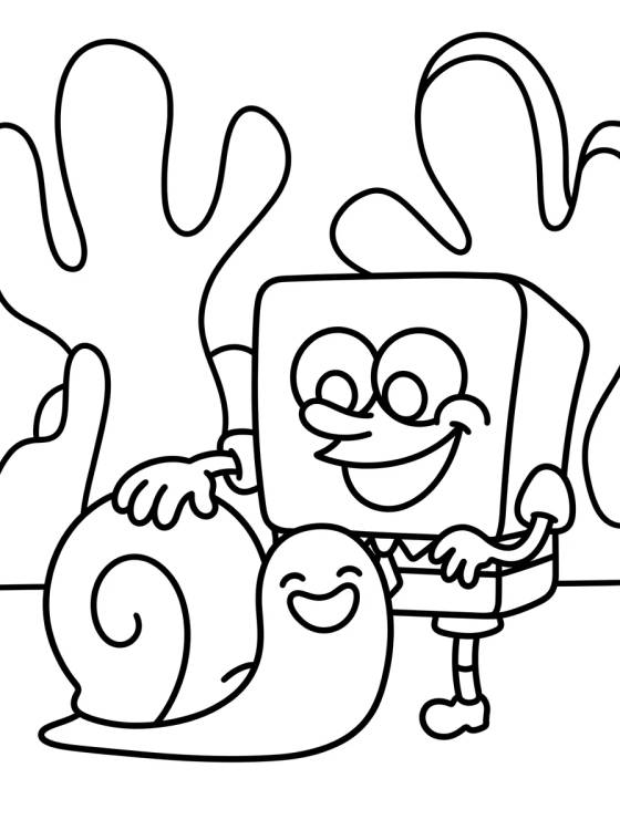 SpongeBob with Gary the Snail para colorir Desenho de SpongeBob with Gary the Snail para colorir e imprimir grátis