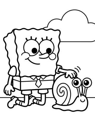SpongeBob and Gary the Snail para colorir Desenho de SpongeBob and Gary the Snail para colorir e imprimir grátis