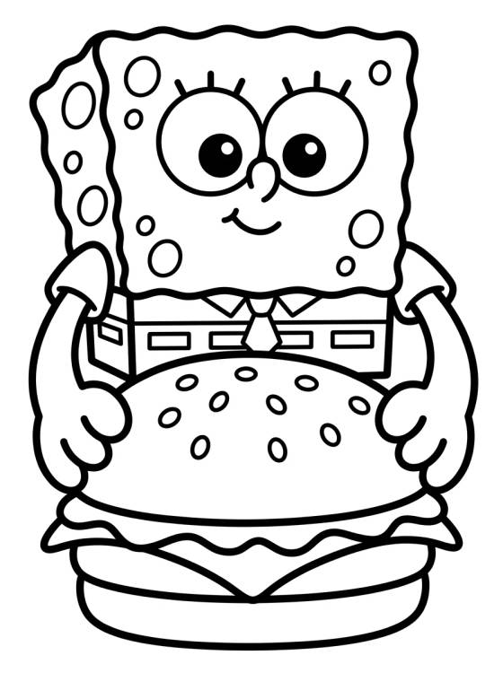 SpongeBob and the Krabby Patty para colorir Desenho de SpongeBob and the Krabby Patty para colorir e imprimir grátis