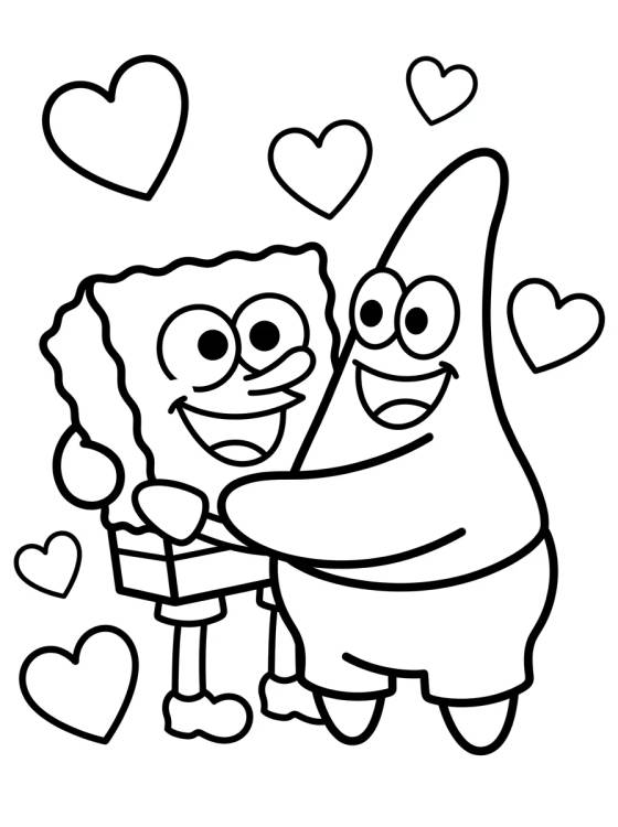 SpongeBob and Patrick Hugging para colorir Desenho de SpongeBob and Patrick Hugging para colorir e imprimir grátis