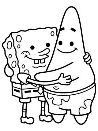 SpongeBob and Patrick Star Hugging para colorir Desenho de SpongeBob and Patrick Star Hugging para colorir e imprimir grátis