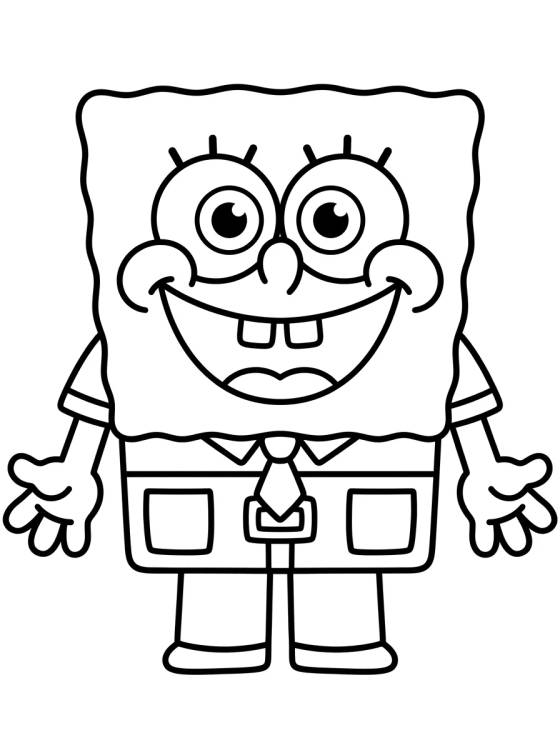 Smiling Kawaii Spongebob para colorir Desenho de Smiling Kawaii Spongebob para colorir e imprimir grátis