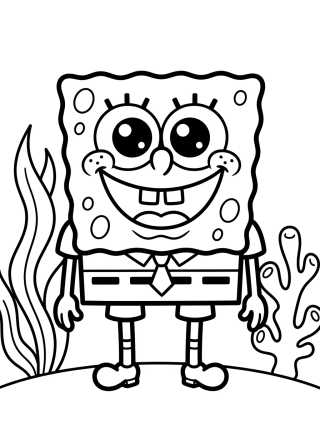 Cute Smiling SpongeBob para colorir Desenho de Cute Smiling SpongeBob para colorir e imprimir grátis
