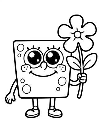 Smiling Kawaii SpongeBob para colorir Desenho de Smiling Kawaii SpongeBob para colorir e imprimir grátis