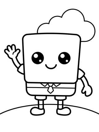 Cute Kawaii Smiling SpongeBob para colorir Desenho de Cute Kawaii Smiling SpongeBob para colorir e imprimir grátis