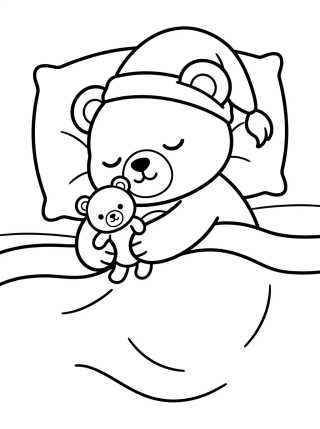 Bobbie Sleeping with Teddy Bear para colorir Desenho de Bobbie Sleeping with Teddy Bear para colorir e imprimir grátis