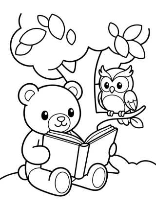 Bobbie and the Little Owl Reading a Book para colorir Desenho de Bobbie and the Little Owl Reading a Book para colorir e imprimir grátis