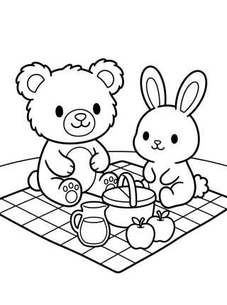 Bobbie and the Bunny Picnic para colorir Desenho de Bobbie and the Bunny Picnic para colorir e imprimir grátis