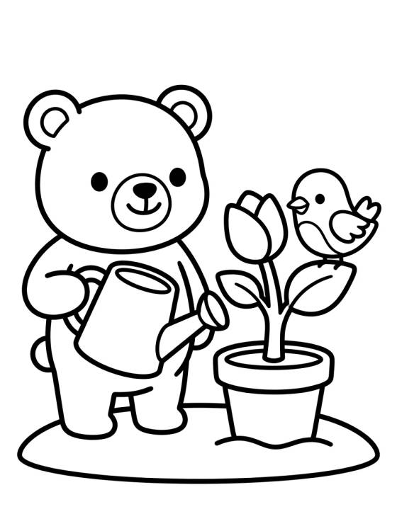 Bobbie and Birdie Planting Flowers para colorir Desenho de Bobbie and Birdie Planting Flowers para colorir e imprimir grátis