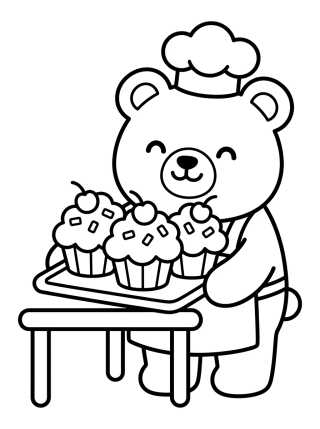 Bobbie Baking Cupcakes para colorir Desenho de Bobbie Baking Cupcakes para colorir e imprimir grátis