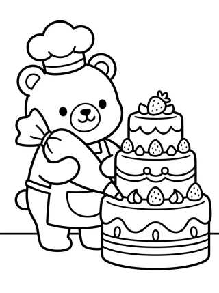 Bobbie Decorating a Cute Cake para colorir Desenho de Bobbie Decorating a Cute Cake para colorir e imprimir grátis