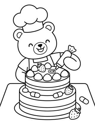 Bobbie Frosting a Cake para colorir Desenho de Bobbie Frosting a Cake para colorir e imprimir grátis