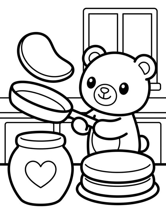 Bobbie Making Pancakes para colorir Desenho de Bobbie Making Pancakes para colorir e imprimir grátis